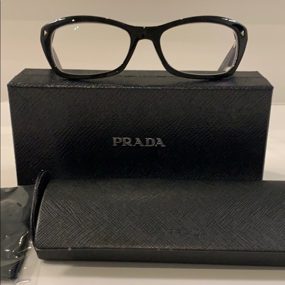 Prada Women's Black Rectangular Eyeglasses